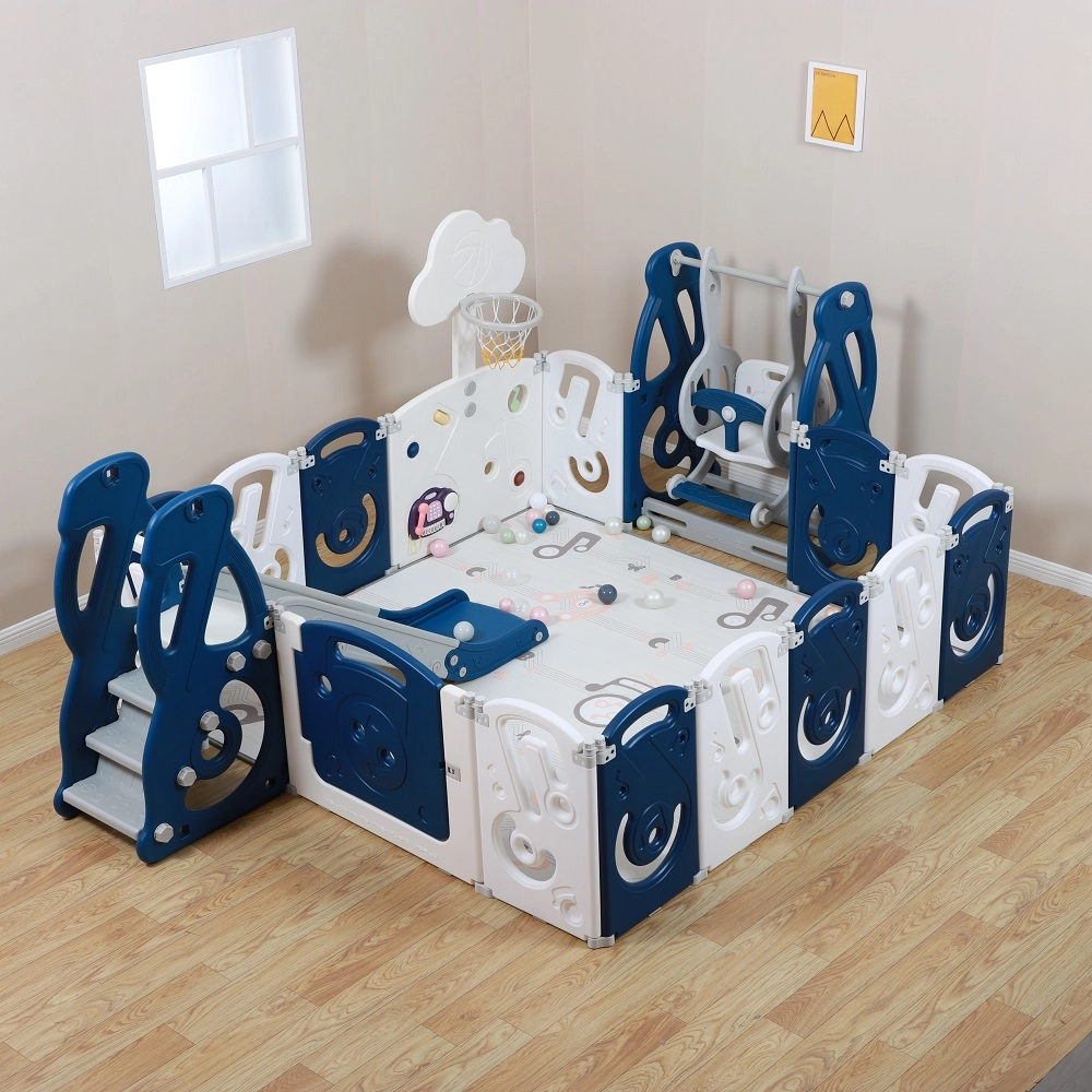 Манеж UNIX Kids SUPREME Music 200x200 Blue с качелями 108131738-manezh-unix-kids-supreme-music-200x200-blue-s-kachelyami