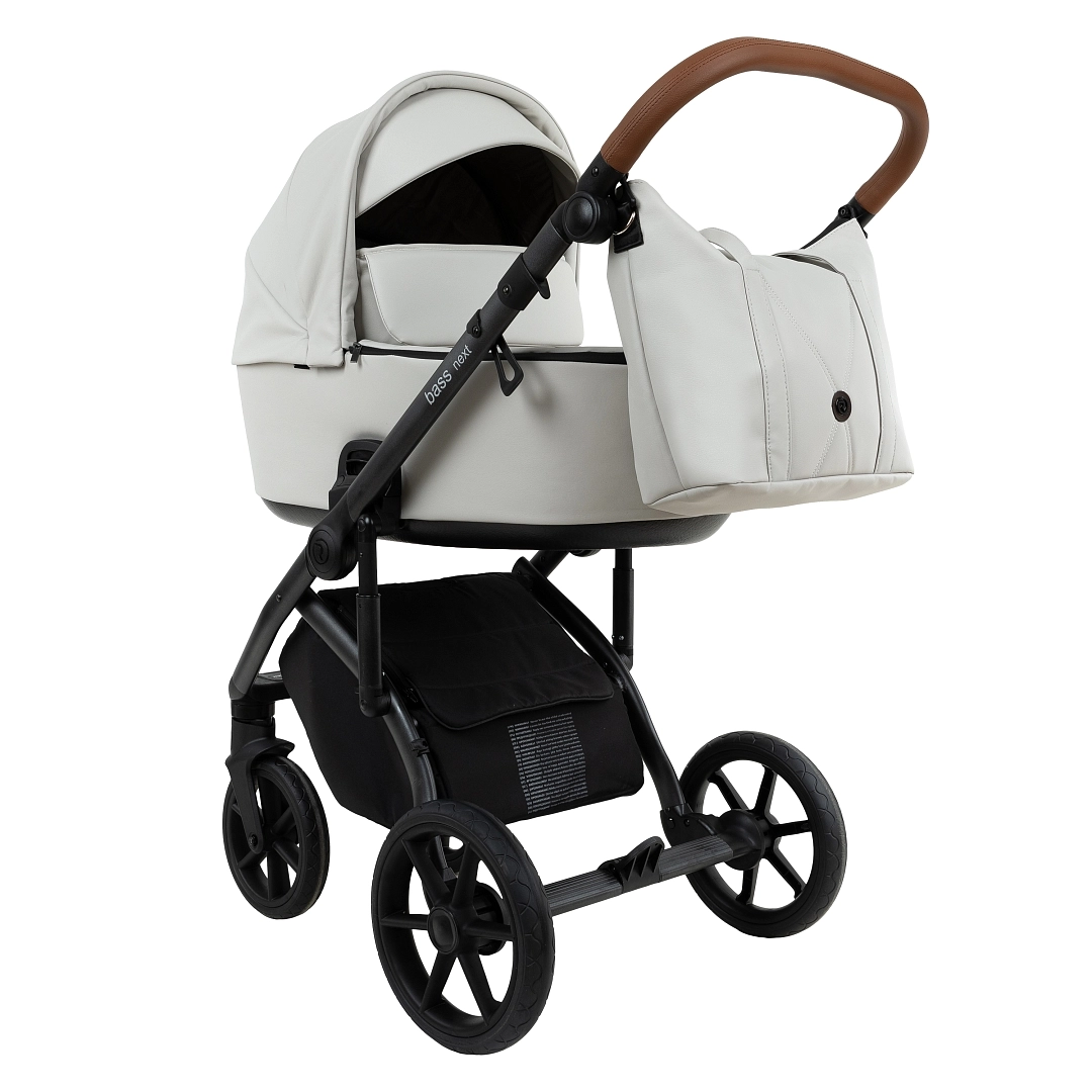 Коляска 2 в 1 Roan Bass Next Кожа (Island Stone/Black/руч.Коричневый)