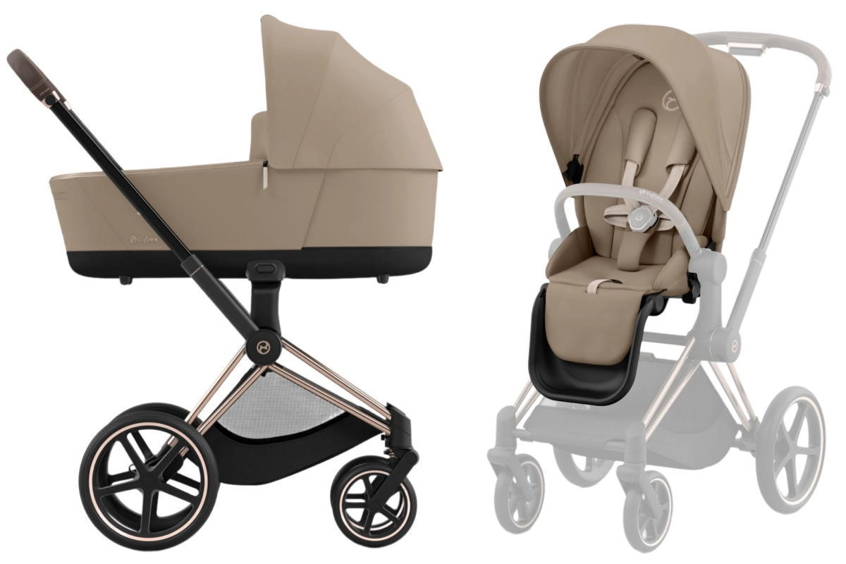Коляска 2 в 1 Cybex Priam IV (шасси Rosegold) (Cozy Beige)