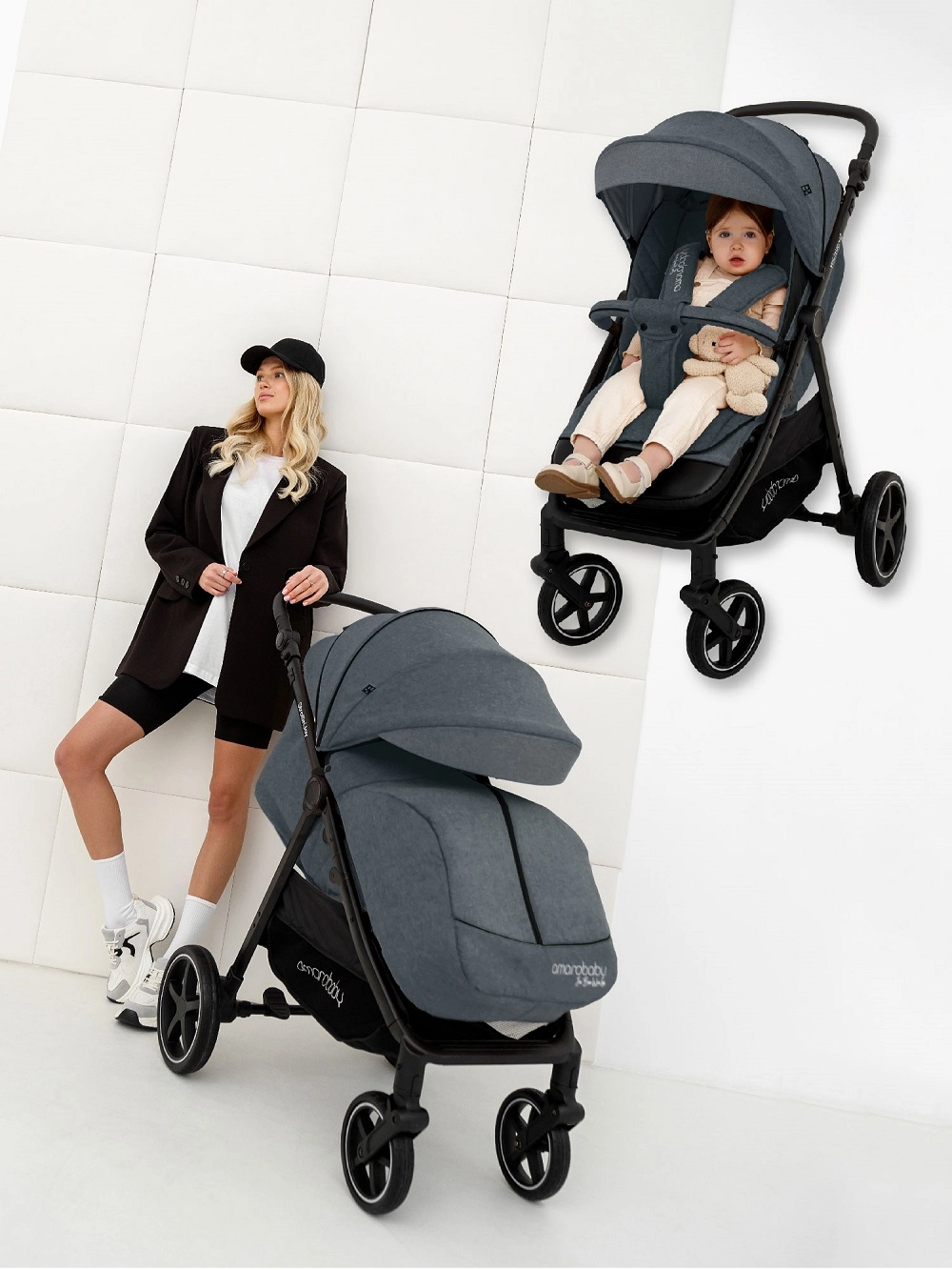 Прогулочная коляска Amarobaby Strollin Joy (Серый)