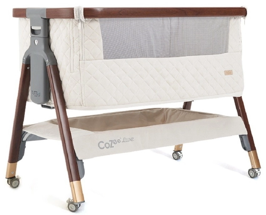 Колыбель для новорожденных приставная Tutti Bambini CoZee Luxe с колесами (Walnut/Cream)