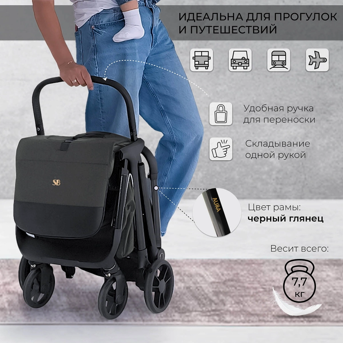 Прогулочная коляска Sweet Baby Aura Grey 2hueg8rgighsbdnn1w4xmahsozjn6n9s