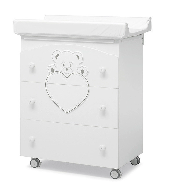 Пеленальный комод с ванночкой Erbesi Cucciolo Pretty (со стразами Swarovski) White (белый) 0fc9c0672c6193646b2f4bf09dfe4323