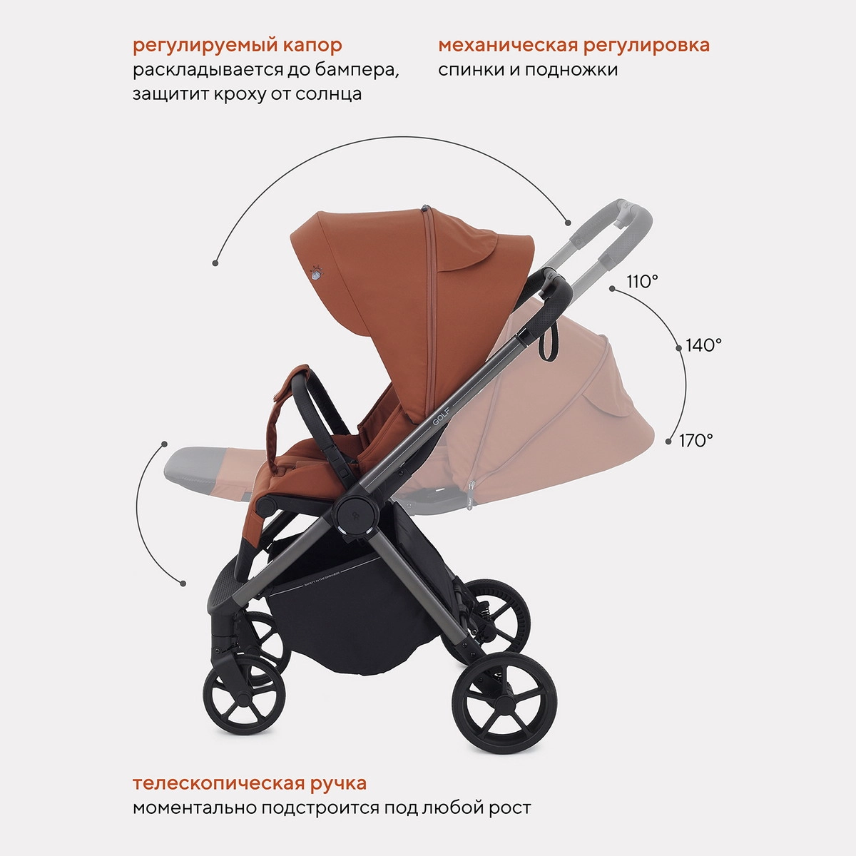 Детская прогулочная коляска Rant Golf RA101 Maroon Brown 2mbivnsjeijlph41tee8c7jzau3sv415