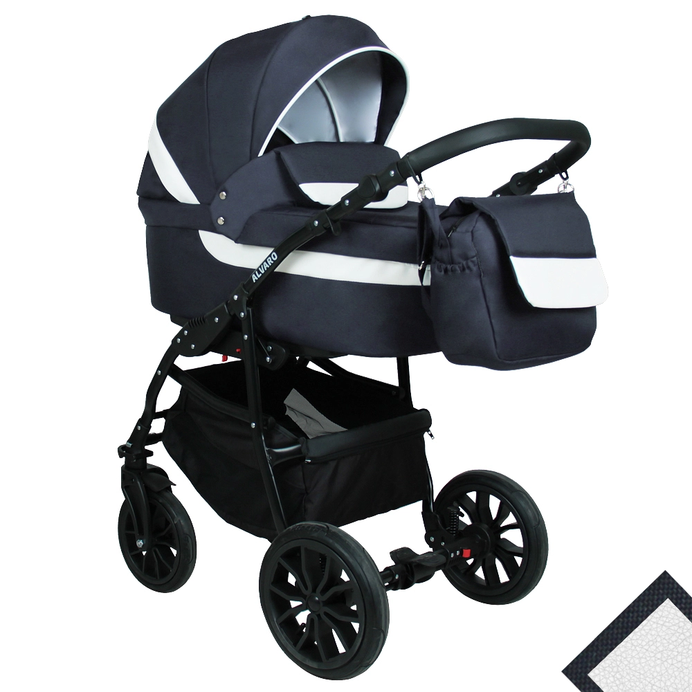 Коляска 2в1 Alis ALVARO т.синий+белая кожа 108133468-kolyaska-2v1-alis-alvaro-tsiniibelaya-kozha