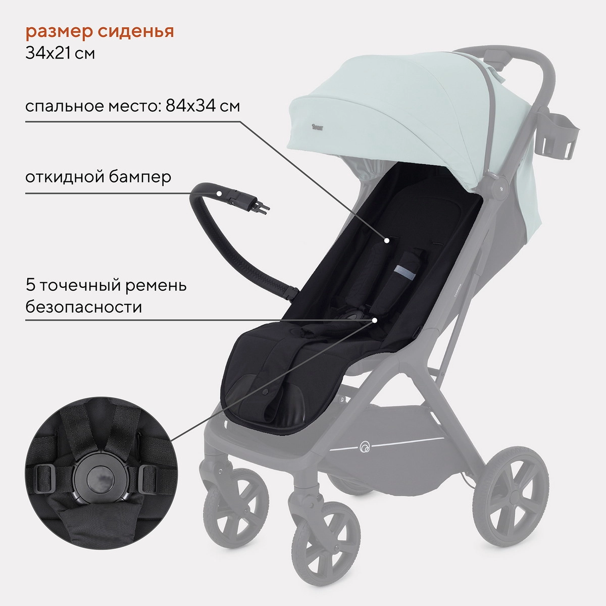 Прогулочная коляска RANT LUMOS Sage Green rlh64kqd8fdudgs139jjid7ukft143e4