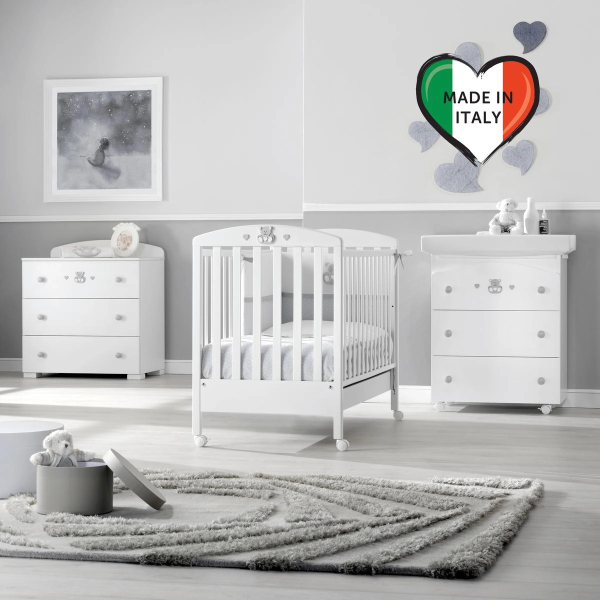 Детская кроватка Erbesi Charly белый/серый 7jdur8ell48w6qt44ehgbyx381e41h5m