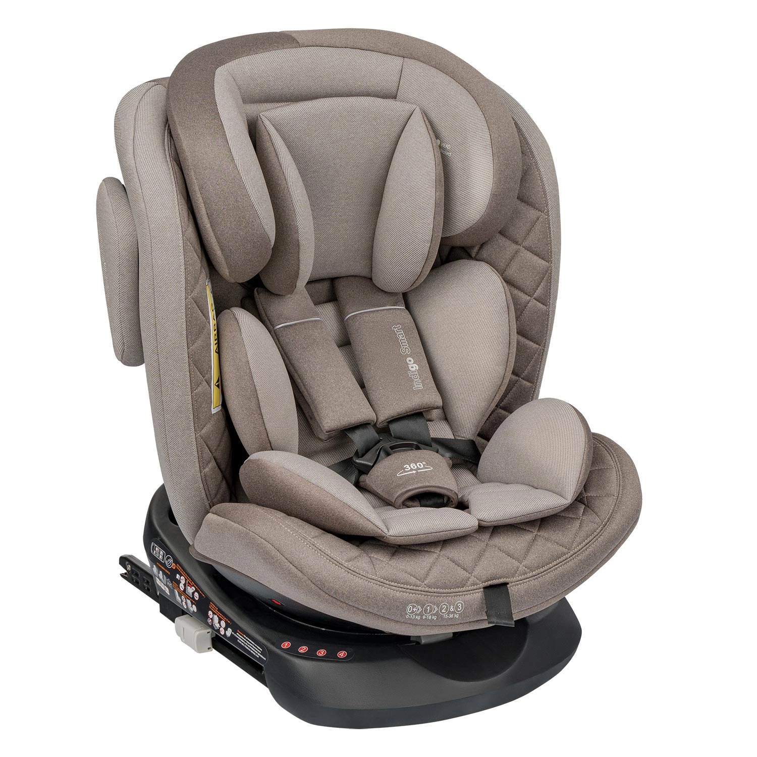 Автокресло Indigo SMART ISOFIX, группа 0+1+2+3 бежевый-коричневый 3084b5b4cf8770a3e553290fe22653fb