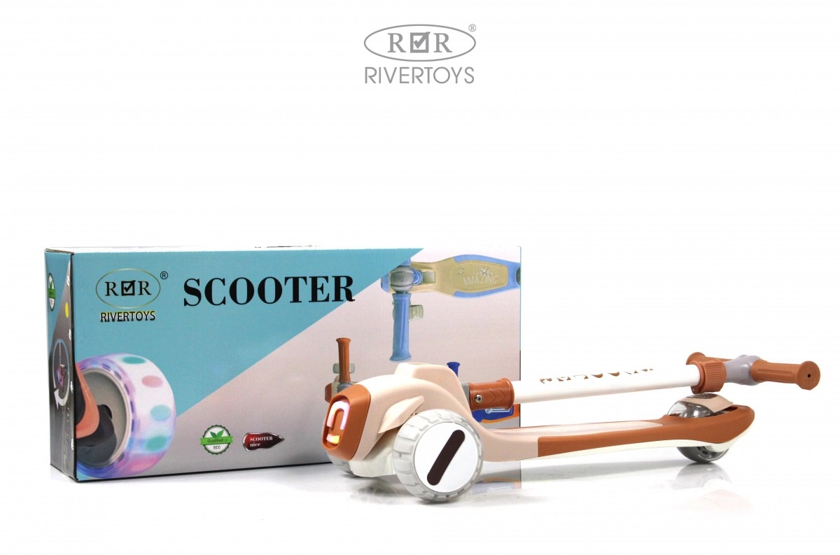 Детский самокат RiverToys HB-T8 коричневый mj9849zopzp3wbm7a5fb9s82hm6t7xqm