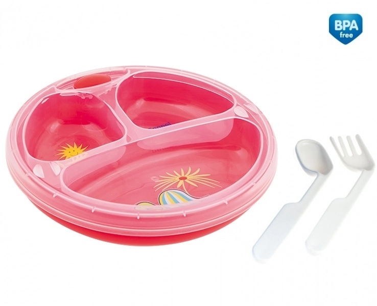 Термотарелка с ложкой и вилкой Canpol Colourful animals арт. 9/216, 9+ мес. красный 9782e38d9bc517a28632f643b35105e0