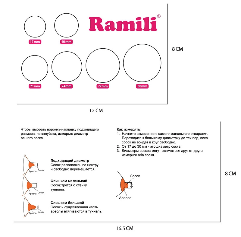 Дополнительные воронки Ramili для молокоотсоса SE450 21 мм 1