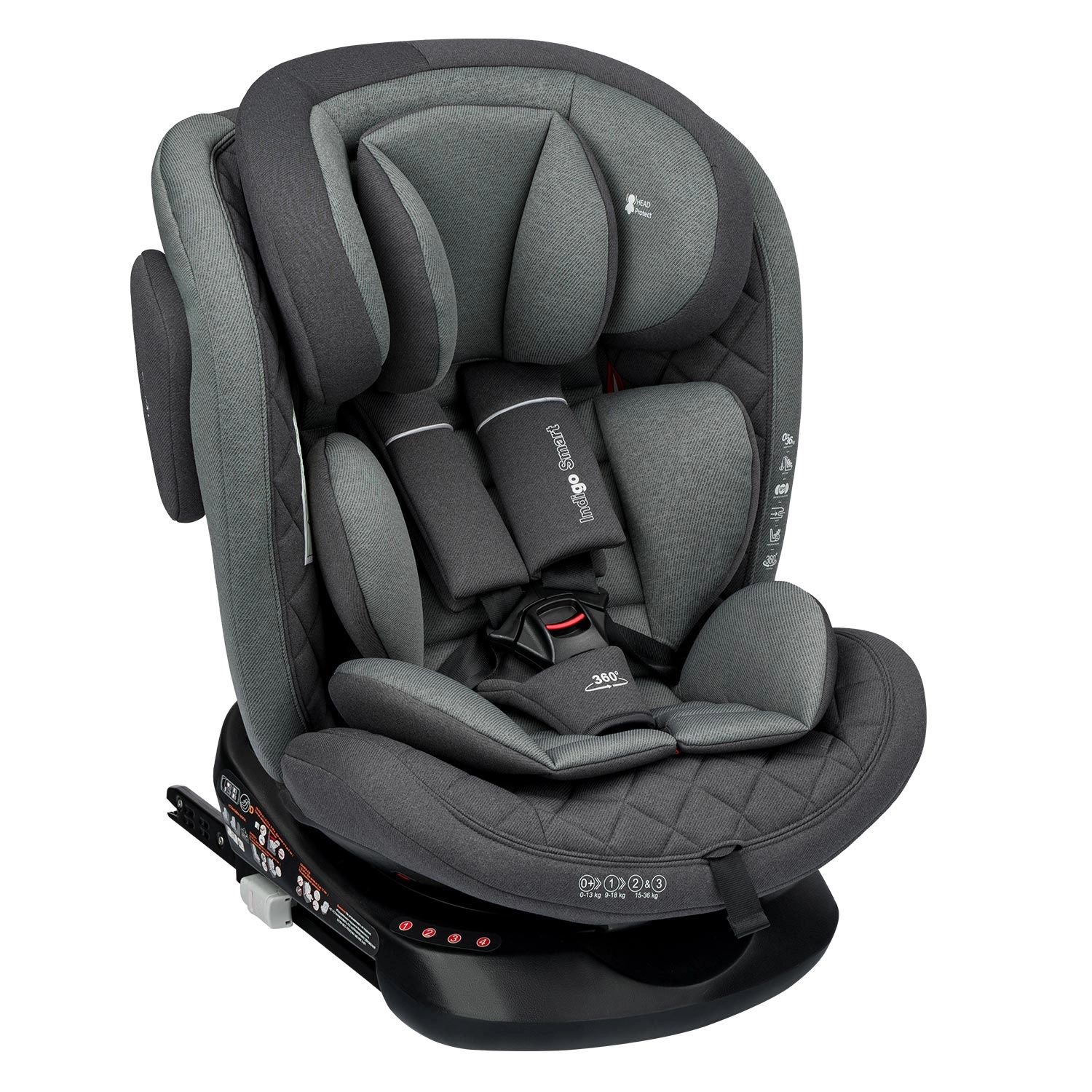 Автокресло Indigo SMART ISOFIX, группа 0+1+2+3 серый b61e1503d95ed8370d045e8a53f60c12