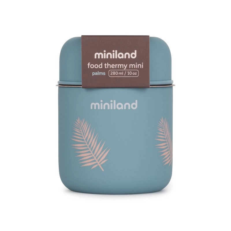 Детский термос для еды и жидкостей Miniland Terra Thermos Mini 280 мл бирюзовый/листья zajcvnl46r93t31nlme5yk6fx8j3esdn