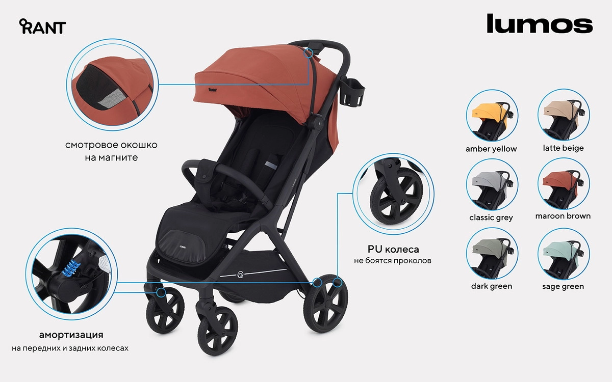 Прогулочная коляска RANT LUMOS Maroon Brown 87vuspummi4lkhk9gacpbil795r67tta