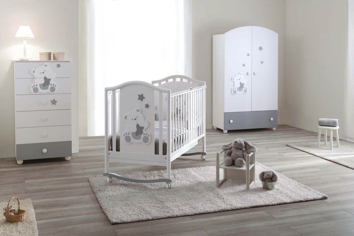 Детская кроватка Pali Orsetti 125*65 Белый/серый 3amy66u434046h7v5r1s22g8xwiyskyf