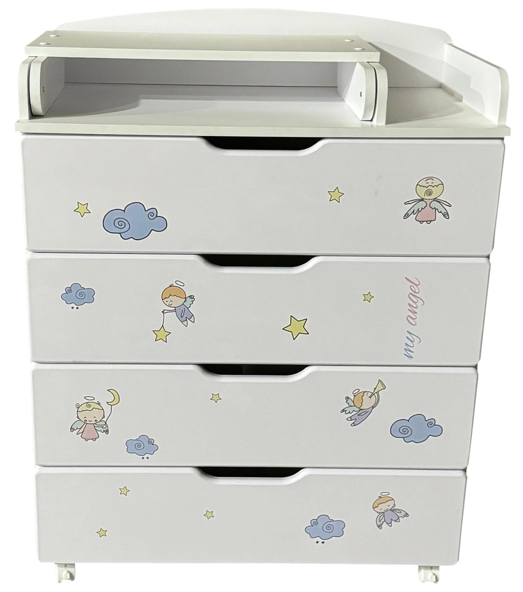 Пеленальный комод КЕДР Alina (белый/Ангелочки)