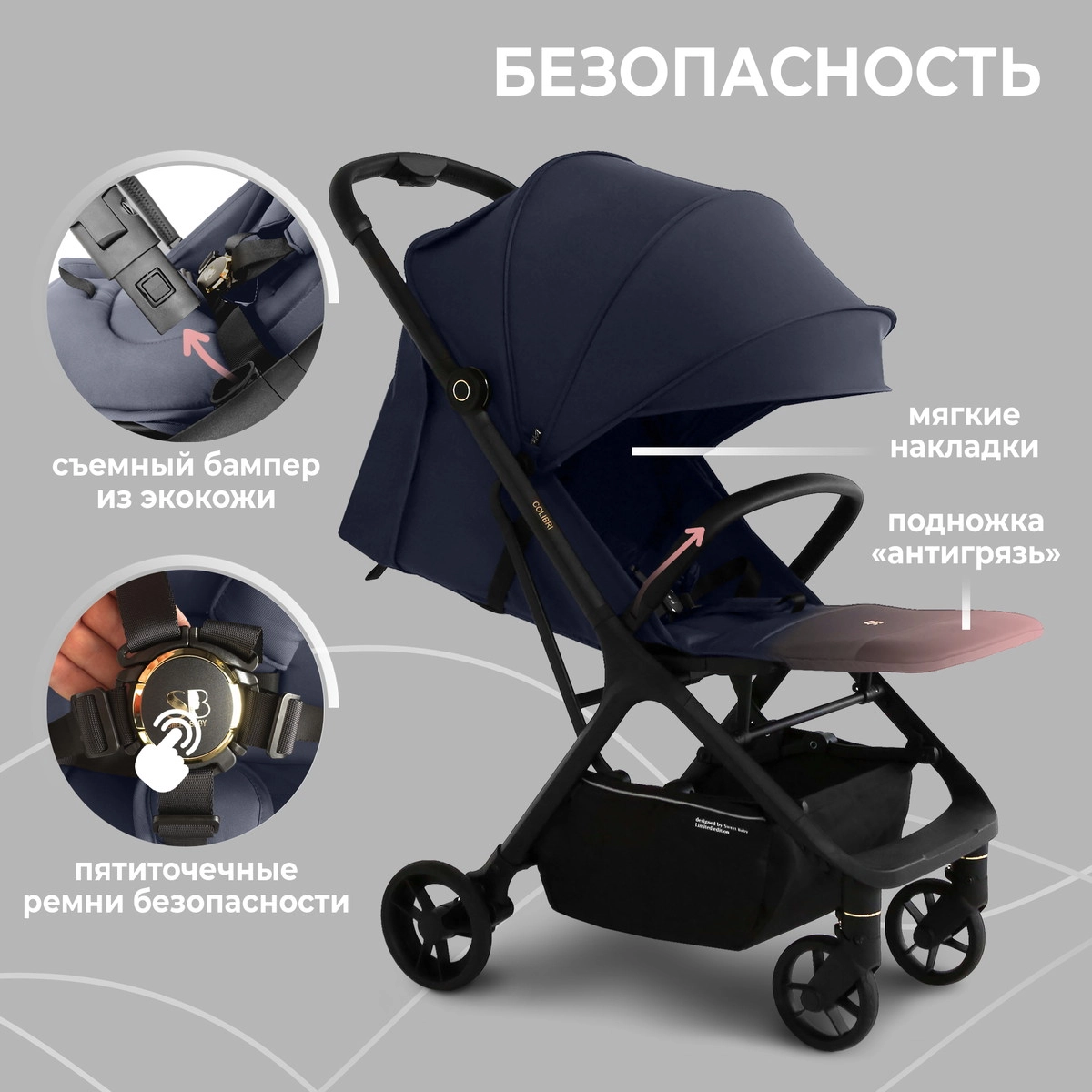 Прогулочная коляска Sweet Baby Colibri Dark Blue zw1z6cwhmpx52sx3arp1zfrbstgj7std