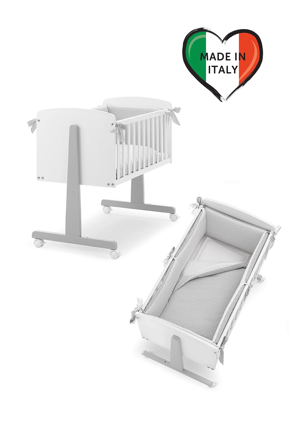 Колыбель Erbesi Ninna Stelline (белый/серый)