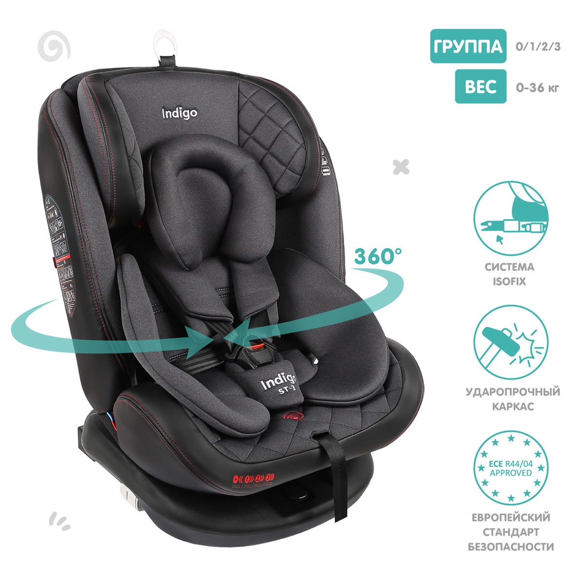 Автокресло Indigo AERO ISOFIX, ST-3, группа 0+1+2+3 черный-красный 09j8wlhpxw81p22a2geikbrt9u8n6ze6
