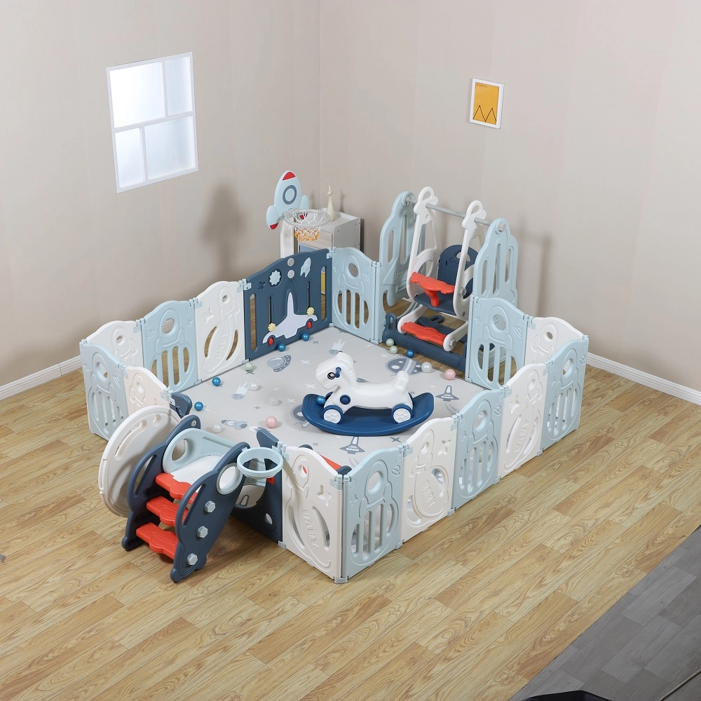 Манеж UNIX Kids SUPREME Space 200x200 Blue с качелями 108131724-manezh-unix-kids-supreme-space-200x200-blue-s-kachelyami