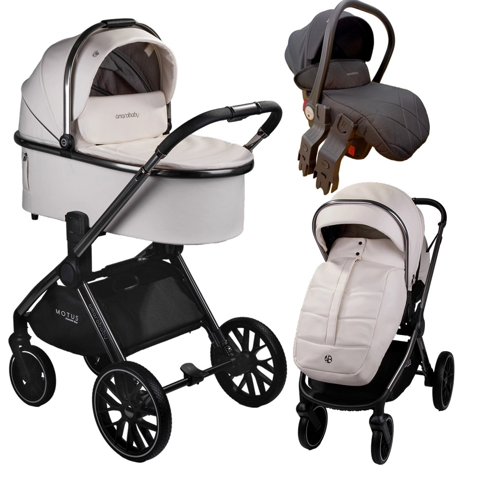 Коляска 3 в 1 Amarobaby Motus Premium Ecco (молочный)