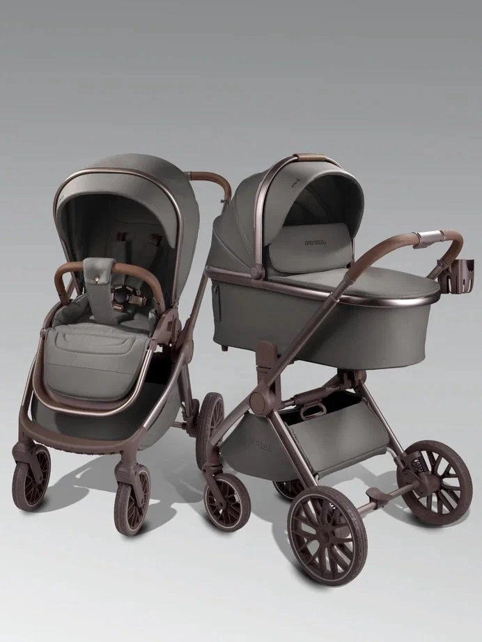 Коляска 2 в 1 Amarobaby Motus Premium Ecco Exclusive (Экокожа) (серый)