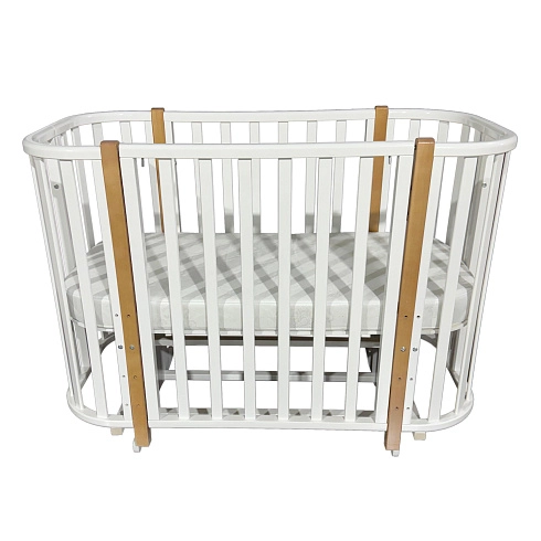 Детская кроватка КЕДР Estelle 4 (маятник) (Белый/Бук)