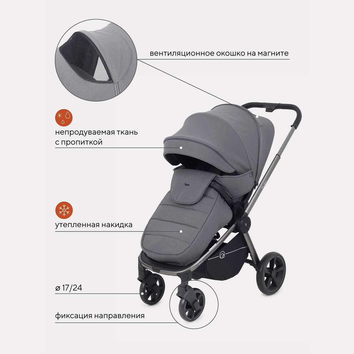Прогулочная коляска RANT FLEX PRO Grey 3s3cryd8kjkgsjb8h2h482w6kn29jfdp