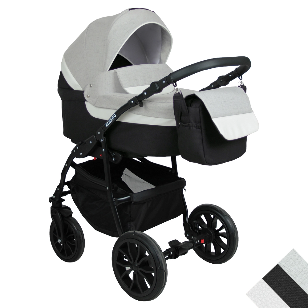 Коляска 2в1 Alis ALVARO т.серый+св.серый+белая кожа 108133465-kolyaska-2v1-alis-alvaro-tseriisvseriibelaya-kozha