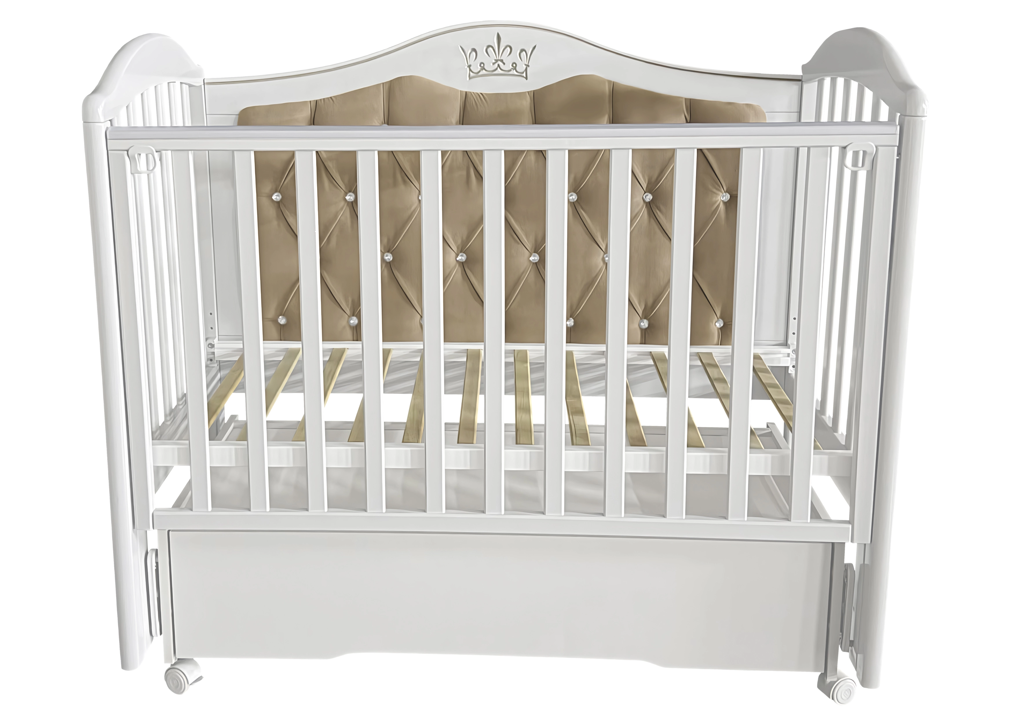 Детская кроватка Оливер Камилла Элеганс Премиум мягкая спинка (Белый)
