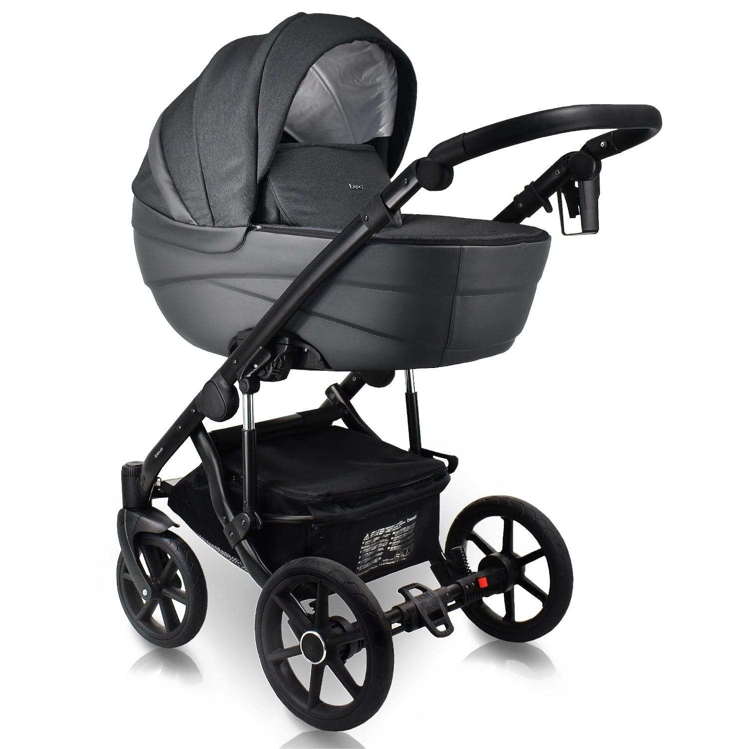 Коляска 2в1 BEXA IDEAL графит+графит кожа 108133141-kolyaska-2v1-bexa-ideal-grafitgrafit-kozha