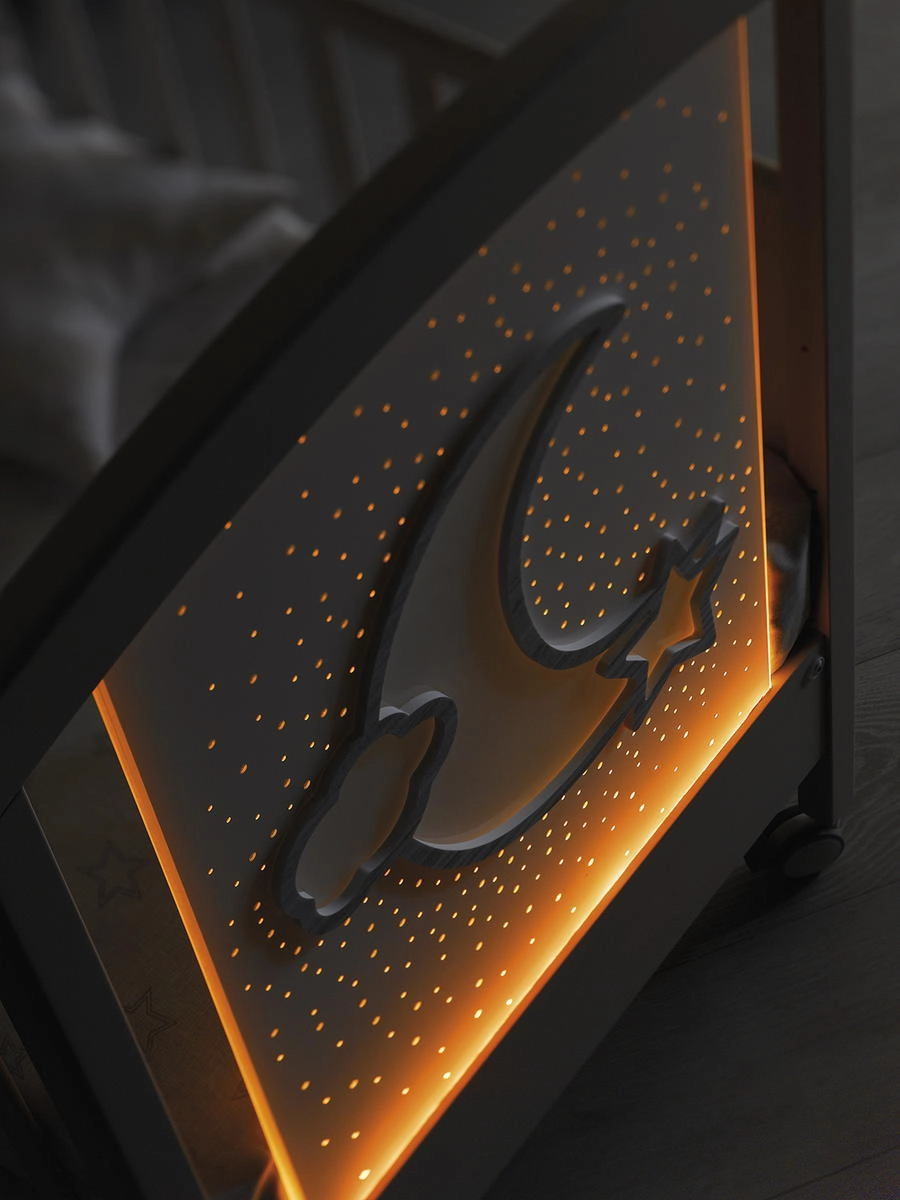 Детская кроватка Erbesi Moon LED Белый 4k2qoyuisarc1vdn220tezo6gvr4483r