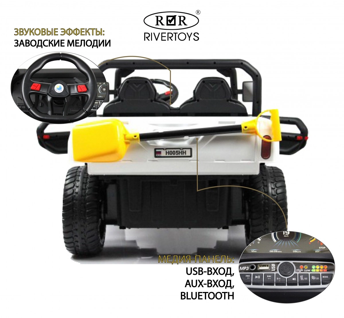 Детский электромобиль RiverToys H005HH белый td6bp09ar1ogjnd74gssiq5z9fsqe9cr