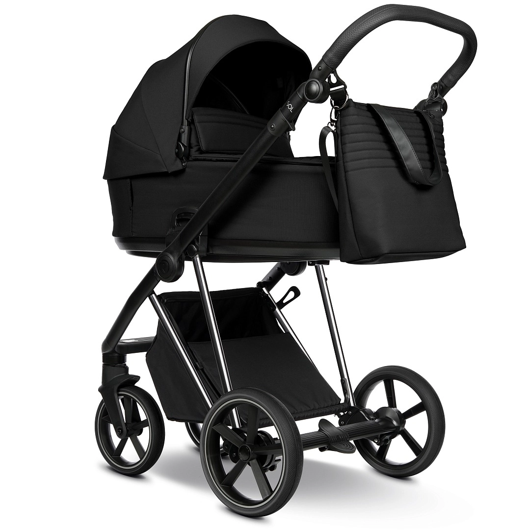 Коляска 2 в 1 Roan Sol Vintage Luxury (Caviar Black/Nickel/руч.Black)