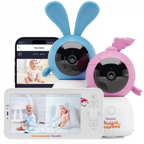 Видеоняня Ramili Baby RV100X2NUSHAKROSH Нюша и Крошик, Малышарики (с креплениями)