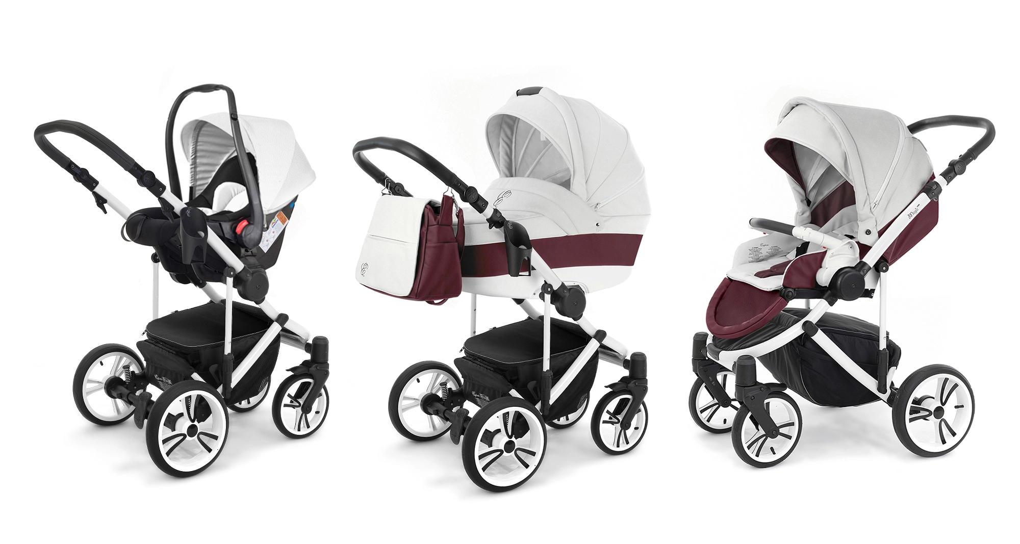 Коляска 3 в 1 Esspero Grand Magic Pro (шасси White) Maroon leatherette d2f6859399aa402f792cc47b46ae921d