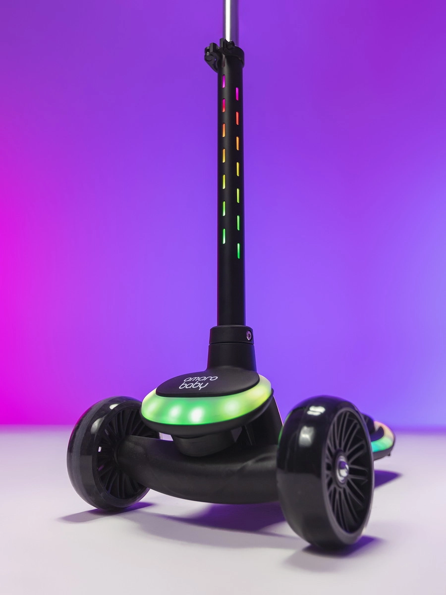 Самокат (кикборд) трехколёсный Amarobaby, Blaze Черный cdat5iuh7pq71byqwqili32174yq87jm