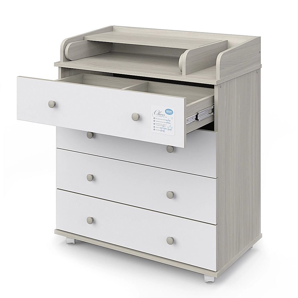 Комод АТОН Орион 804 (Oliver) ЛДСП с шариковыми направляющими Шимо светлый-белый 108133743-komod-aton-orion-804-oliver-ldsp-s-sharikovimi-napravlyayus