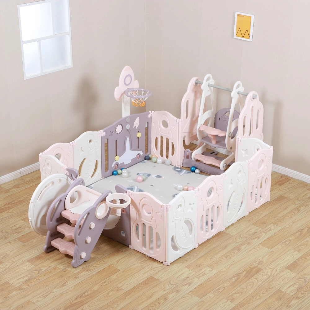 Манеж UNIX Kids SUPREME Space 200x200 Rose с качелями 108131720-manezh-unix-kids-supreme-space-200x200-rose-s-kachelyami