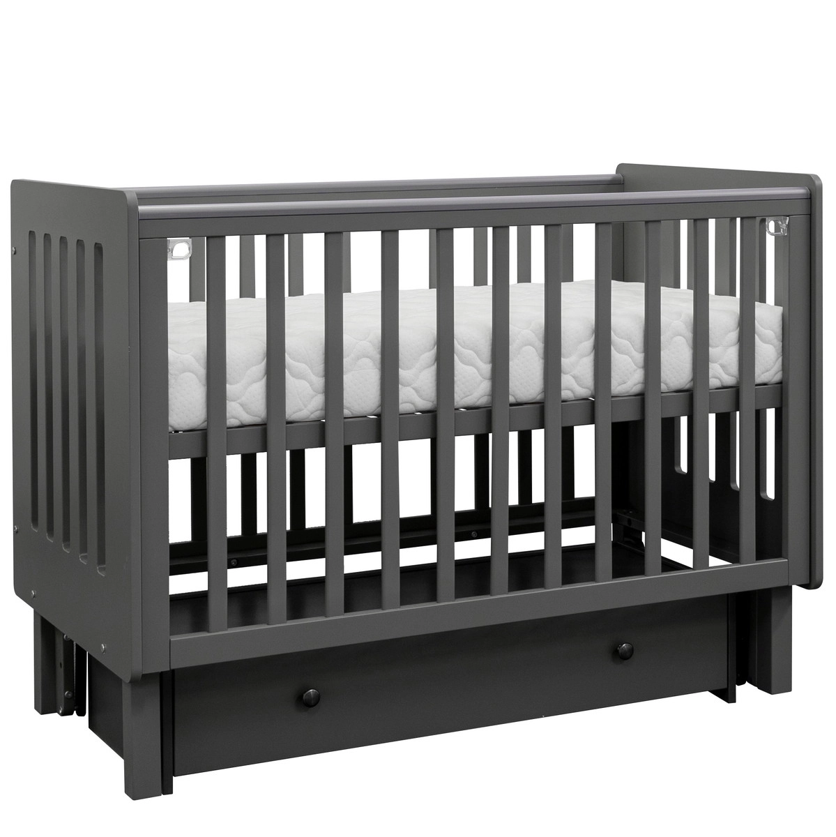 Детская кроватка ANTEMI Mari 120х60 с ящиком (Графит)