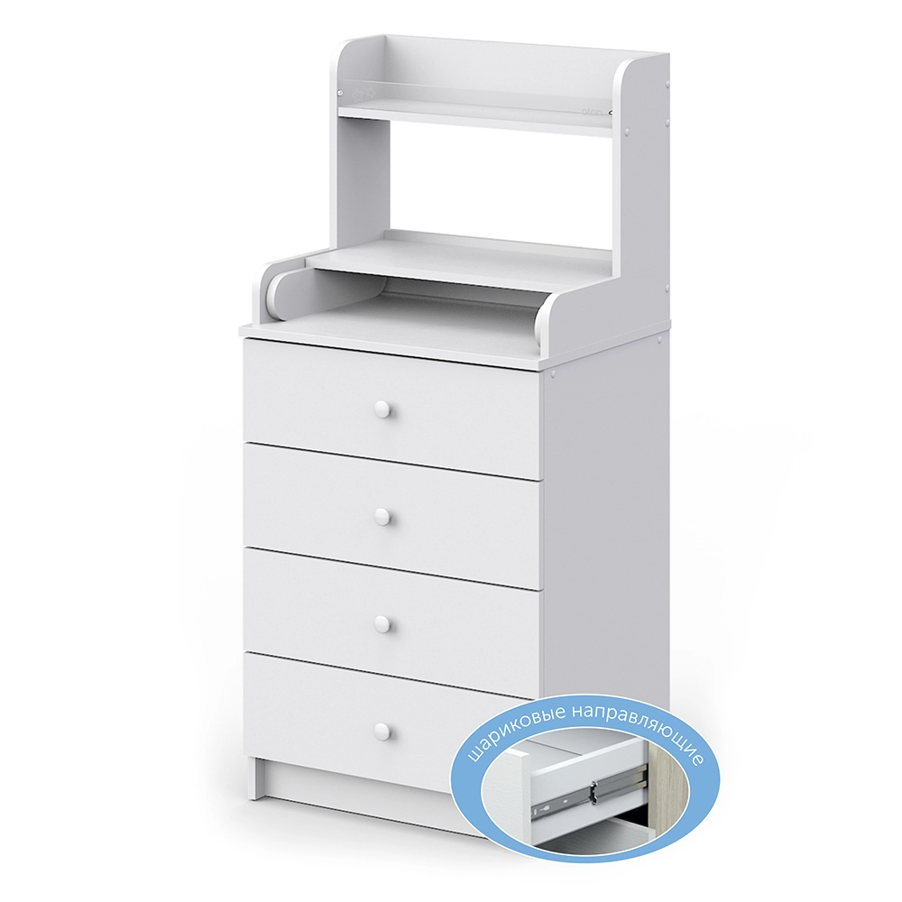 Пеленальный комод Атон Сириус 604 ЛДСП с полкой Белый 108133767-pelenalnii-komod-aton-sirius-604-ldsp-s-polkoi-belii