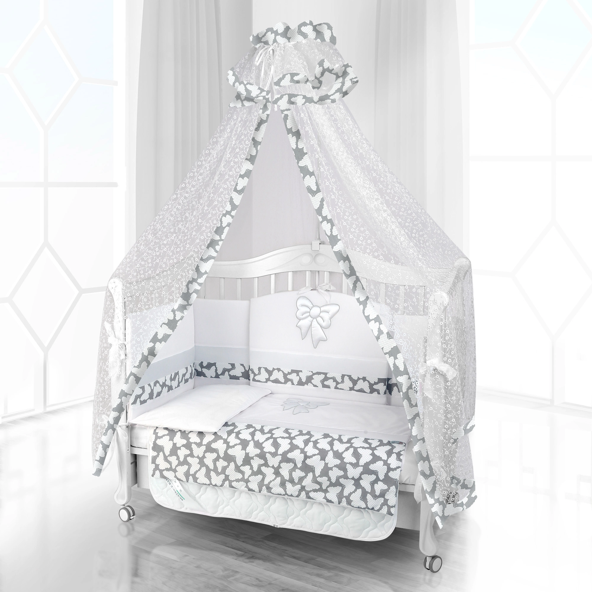 Комплект постельного белья Beatrice Bambini Unico Farfalino (125х65) bianco grigio 4472df2c4fb672b3d18c71289acc2297
