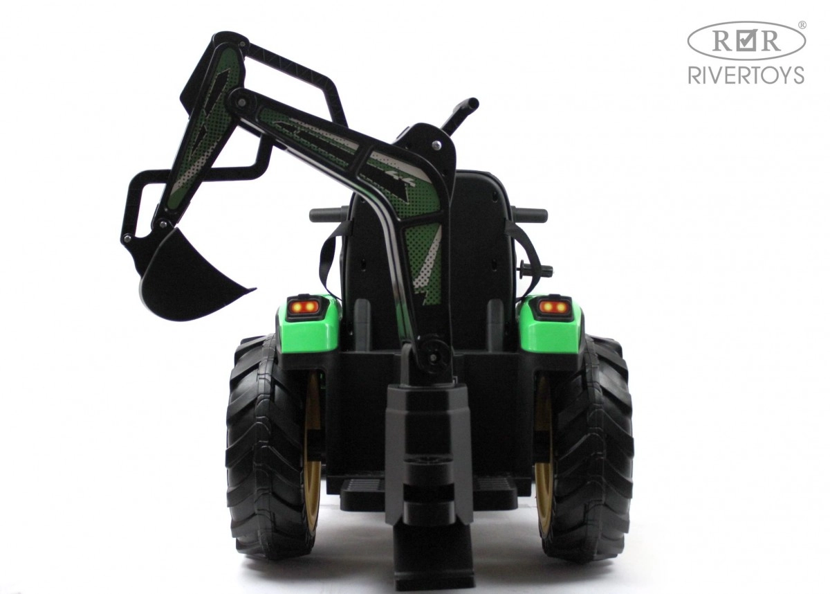 Детский электромобиль RiverToys экскаватор-погрузчик A777MP GREEN зеленый 89h9lg0aj23k3jb61x3ru026orbzn4sw