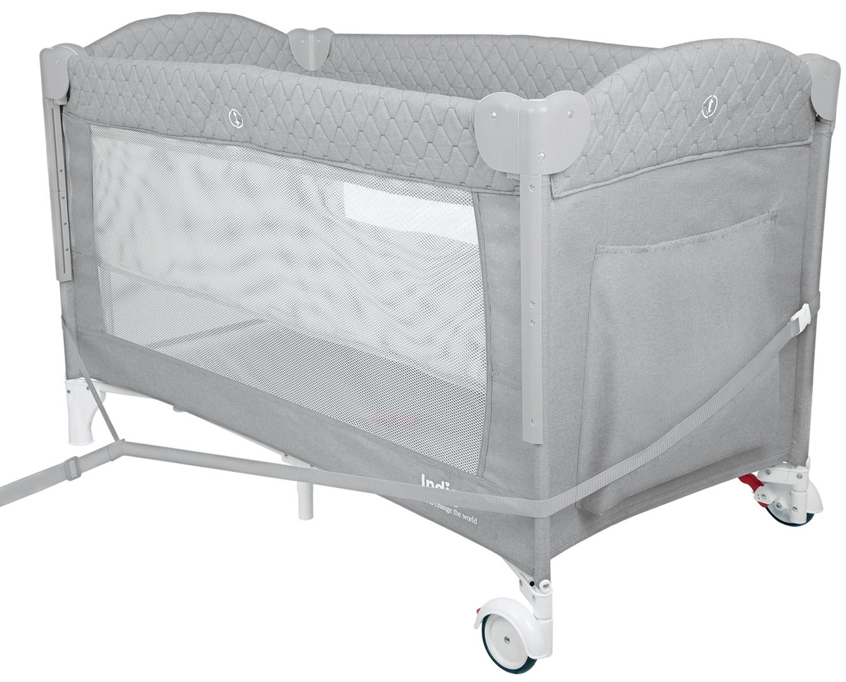 Манеж-кровать Indigo Bon-Bon, лен, приставной, 2 уровня Светло-серый bx6afhhqiynra41vef0pl2bdqf2hzn1q