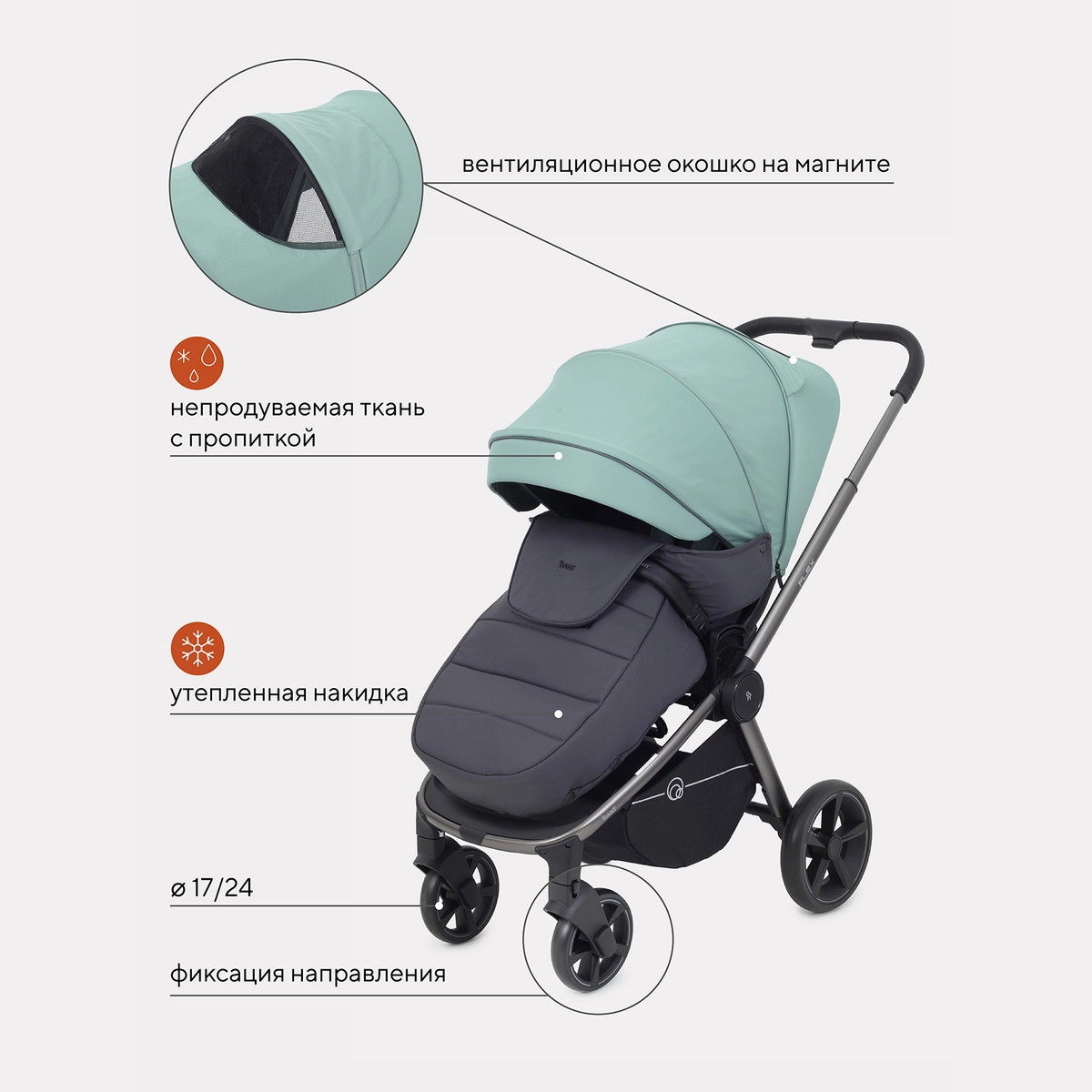 Прогулочная коляска RANT FLEX PRO Green tmxak5y56c8c1bnehud9k0h102nh6eax