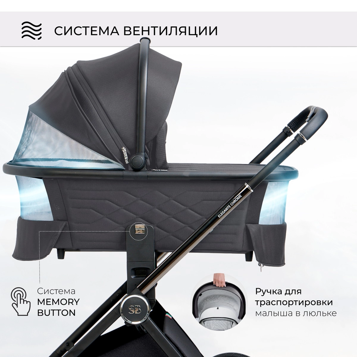 Коляска 2 в 1 Sweet Baby Elegante Chrome Grey y5lb5lsh8zlm3vbpnk7si598sq0hd2ok