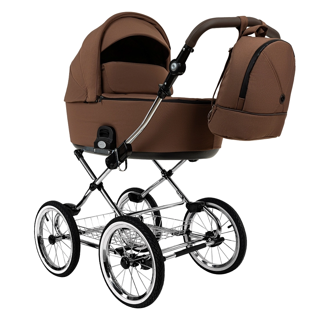 Коляска для новорожденных Roan Bass Next Classic, d14 (Mocha Mousse/Black/руч.Cappuccino)