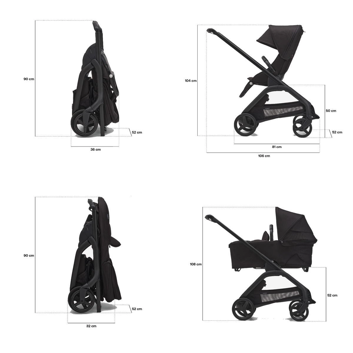 Коляска 2 в 1 Bugaboo Dragonfly Black/Midnight Black/Midnight Black wn8e74y224af6scznc27dv60vr7v216c