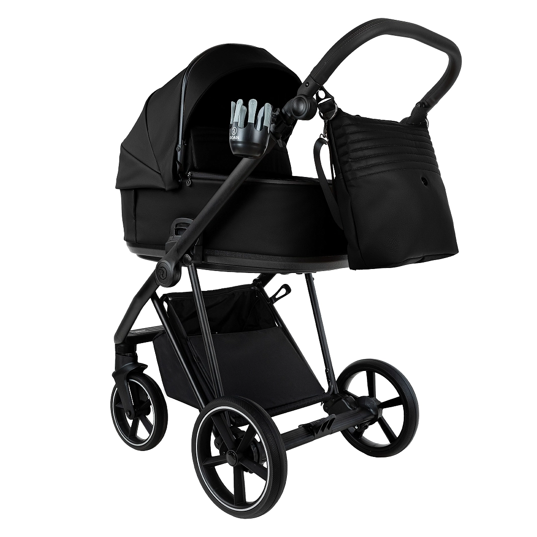 Коляска 2 в 1 Roan Sol Кожа (Black/Black/руч.Черный)