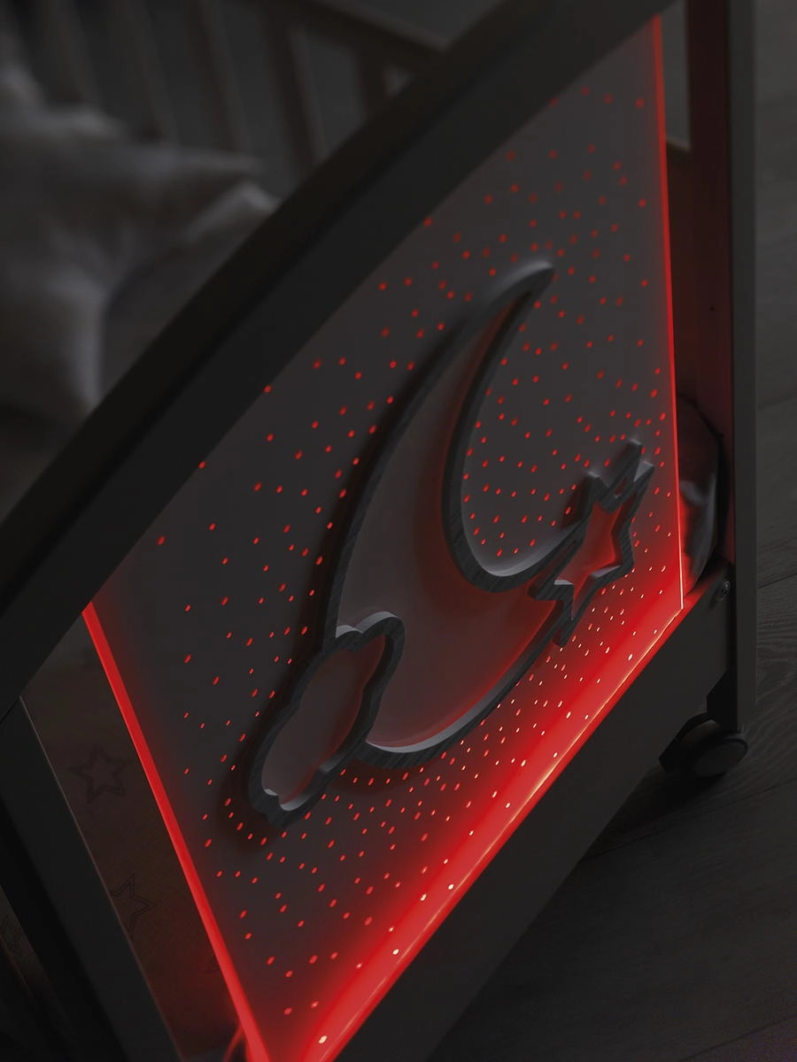 Детская кроватка Erbesi Moon LED Белый 07w4cd8t6lm5moc6zkofb3pj6mqighzf